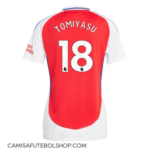 Camisa de time de futebol Arsenal Takehiro Tomiyasu #18 Replicas 1º Equipamento Feminina 2024-25 Manga Curta